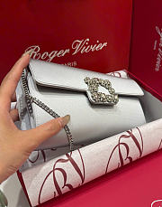 Kitlife Roger Vivier Satin Efflorescence Envelope Clutch Bag Silver 24x3x13cm  - 3