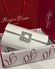 Kitlife Roger Vivier Satin Efflorescence Envelope Clutch Bag White 24x3x13cm - 1