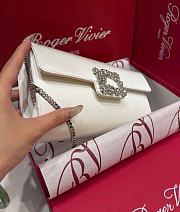 Kitlife Roger Vivier Satin Efflorescence Envelope Clutch Bag White 24x3x13cm - 3