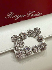 Kitlife Roger Vivier Satin Efflorescence Envelope Clutch Bag White 24x3x13cm - 2