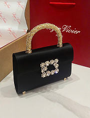 Kitlife Roger Vivier Jewel Efflorescence Mini Bag In Black Satin 24x3x13cm - 3