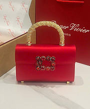 Kitlife Roger Vivier Jewel Efflorescence Mini Bag In Red Satin 24x3x13cm  - 1