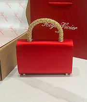 Kitlife Roger Vivier Jewel Efflorescence Mini Bag In Red Satin 24x3x13cm  - 4