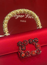 Kitlife Roger Vivier Jewel Efflorescence Mini Bag In Red Satin 24x3x13cm  - 2