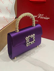 Kitlife Roger Vivier Jewel Efflorescence Mini Bag In Purple Satin 24x3x13cm  - 2