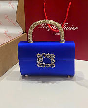 Kitlife Roger Vivier Jewel Efflorescence Mini Bag In Blue Satin 24x3x13cm  - 1