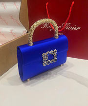 Kitlife Roger Vivier Jewel Efflorescence Mini Bag In Blue Satin 24x3x13cm  - 4