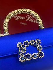 Kitlife Roger Vivier Jewel Efflorescence Mini Bag In Blue Satin 24x3x13cm  - 2