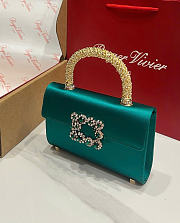 Kitlife Roger Vivier Jewel Efflorescence Mini Bag In Green Satin 24x3x13cm  - 5