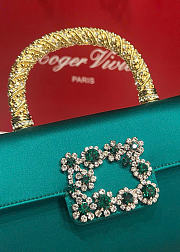Kitlife Roger Vivier Jewel Efflorescence Mini Bag In Green Satin 24x3x13cm  - 2