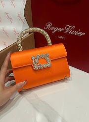 Kitlife Roger Vivier Jewel Efflorescence Mini Bag In Orange Satin 24x3x13cm - 5