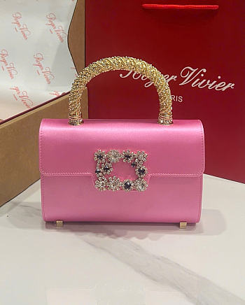 Kitlife Roger Vivier Jewel Efflorescence Mini Bag In Pink Satin 24x3x13cm 