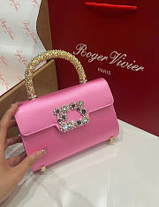 Kitlife Roger Vivier Jewel Efflorescence Mini Bag In Pink Satin 24x3x13cm  - 5