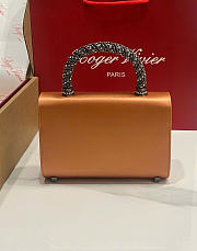 Kitlife Roger Vivier Jewel Efflorescence Mini Bag In Caramel Orange Satin 24x3x13cm  - 6