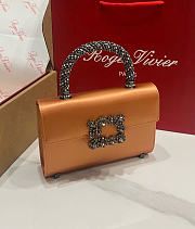 Kitlife Roger Vivier Jewel Efflorescence Mini Bag In Caramel Orange Satin 24x3x13cm  - 5