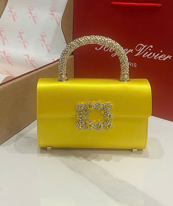 Kitlife Roger Vivier Jewel Efflorescence Mini Bag In Yellow Satin 24x3x13cm 
