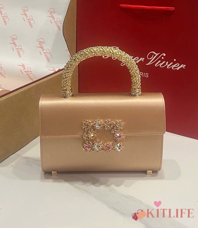 Kitlife Roger Vivier Jewel Efflorescence Mini Bag In Beige Satin 24x3x13cm  - 1
