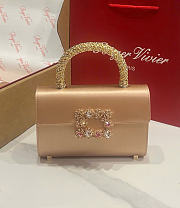 Kitlife Roger Vivier Jewel Efflorescence Mini Bag In Beige Satin 24x3x13cm  - 1