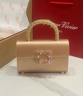 Kitlife Roger Vivier Jewel Efflorescence Mini Bag In Beige Satin 24x3x13cm 