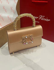 Kitlife Roger Vivier Jewel Efflorescence Mini Bag In Beige Satin 24x3x13cm  - 4