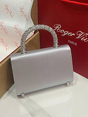 Kitlife Roger Vivier Jewel Efflorescence Mini Bag In Silver Satin 24x3x13cm  - 6
