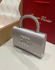 Kitlife Roger Vivier Jewel Efflorescence Mini Bag In Silver Satin 24x3x13cm  - 4