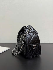 Kitlife Chanel 25C Drawstring Bucket Hobo Bag Black Leather Silver Hardware 22x21x10cm - 6