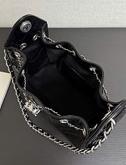 Kitlife Chanel 25C Drawstring Bucket Hobo Bag Black Leather Silver Hardware 22x21x10cm - 2