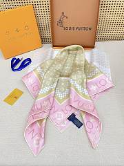 Kitlife Louis Vuitton Monogram Pattern Silk Scarf Pink & Beige 90x90cm  - 5