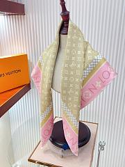 Kitlife Louis Vuitton Monogram Pattern Silk Scarf Pink & Beige 90x90cm  - 4