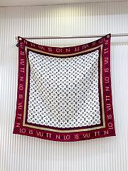 Kitlife Louis Vuitton Monogram Pattern Silk Scarf White & Red 90x90cm  - 6