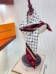 Kitlife Louis Vuitton Monogram Pattern Silk Scarf White & Red 90x90cm  - 4