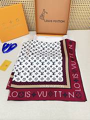 Kitlife Louis Vuitton Monogram Pattern Silk Scarf White & Red 90x90cm  - 3
