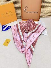 Kitlife Louis Vuitton Monogram Pattern Silk Scarf Rose Pink 90x90cm  - 3