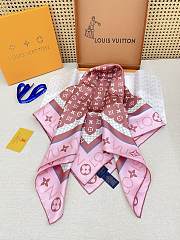 Kitlife Louis Vuitton Monogram Pattern Silk Scarf Rose Pink 90x90cm  - 5