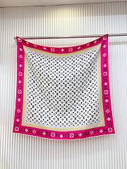 Kitlife Louis Vuitton Monogram Pattern Silk Scarf White & Pink 90x90cm - 6