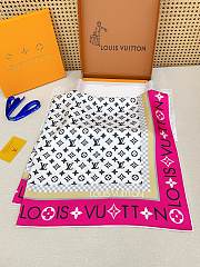 Kitlife Louis Vuitton Monogram Pattern Silk Scarf White & Pink 90x90cm - 2
