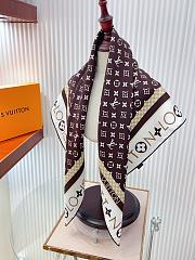 Kitlife Louis Vuitton Monogram Pattern Silk Scarf White & Brown 90x90cm - 5