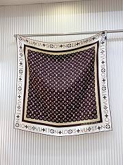 Kitlife Louis Vuitton Monogram Pattern Silk Scarf White & Brown 90x90cm - 4