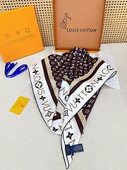 Kitlife Louis Vuitton Monogram Pattern Silk Scarf White & Brown 90x90cm - 2