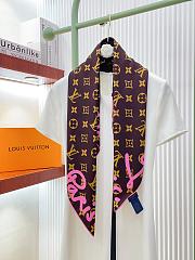 Kitlife Louis Vuitton Alphabet Combination Square Scarf Pink & Brown 90x90cm - 1