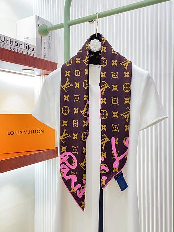 Kitlife Louis Vuitton Alphabet Combination Square Scarf Pink & Brown 90x90cm