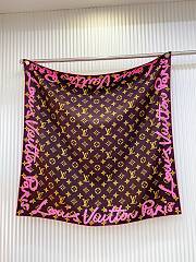 Kitlife Louis Vuitton Alphabet Combination Square Scarf Pink & Brown 90x90cm - 3