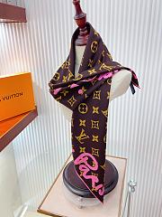 Kitlife Louis Vuitton Alphabet Combination Square Scarf Pink & Brown 90x90cm - 4