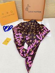 Kitlife Louis Vuitton Alphabet Combination Square Scarf Pink & Brown 90x90cm - 5