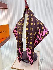 Kitlife Louis Vuitton Alphabet Combination Square Scarf Pink & Brown 90x90cm - 6