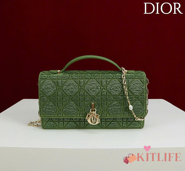 Kitlife Dior Miss Embroidered Beaded Bag Green 21x11.5x4cm  - 1