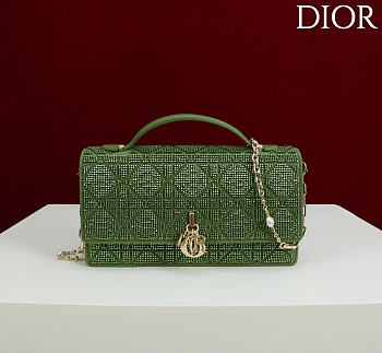 Kitlife Dior Miss Embroidered Beaded Bag Green 21x11.5x4cm 