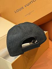 Kitlife Louis Vuitton Black Denim Baseball Cap with Handwritten Embroidery - 6