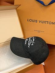 Kitlife Louis Vuitton Black Denim Baseball Cap with Handwritten Embroidery - 3